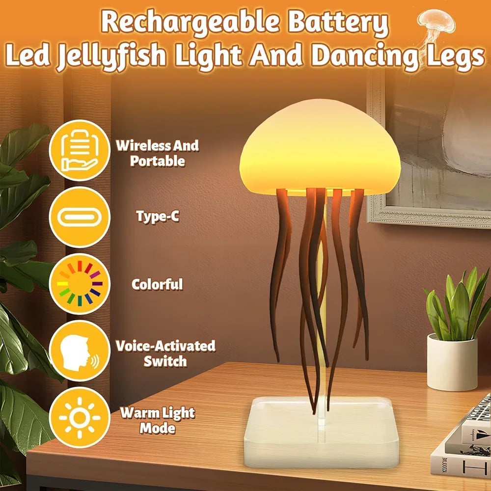 LED Jellyfish Night Light – Rechargeable with Dancing Tentacles