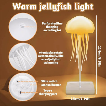 LED Jellyfish Night Light – Rechargeable with Dancing Tentacles